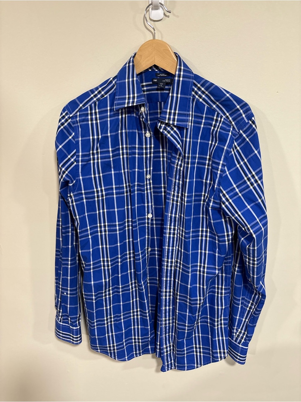 GAP Men's Royal Blue Plaid Button-Down Shirt